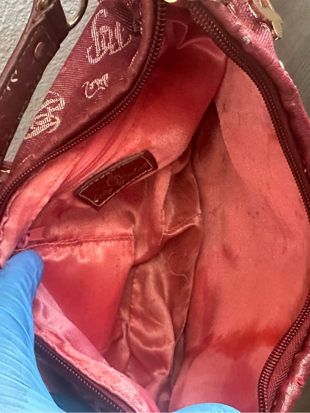 Y2K•Baby Phat Signature Ostrich Embossed Faux Leather Hobo Shoulder Bag. - Picture 11 of 15